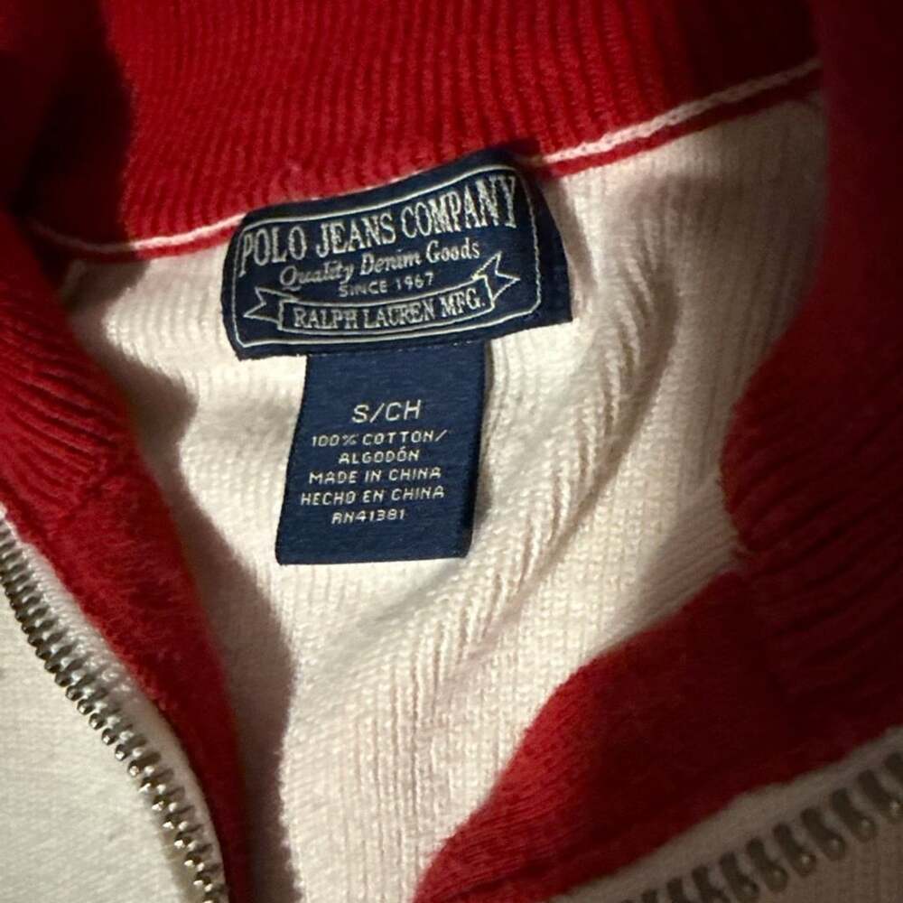 Vintage Polo Jeans Company Ralph Lauren Colorblock 1/4 Zip Ribbed Sweater S